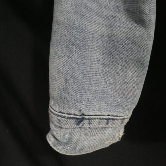 LUCKY BRAND | small | Distressed Jean Denim Sherpa Jacket | Snap Button Closure - Picture 6 of 16